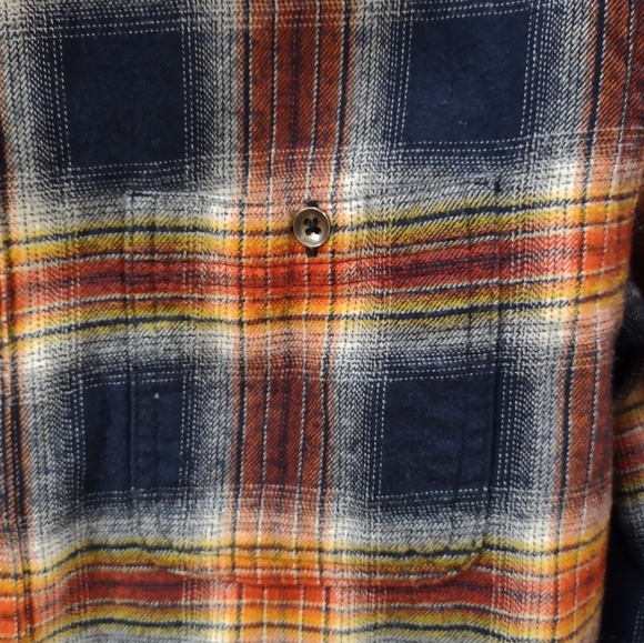 Flag & Anthem Men’s Plaid Button Down Flannel Shirt Orange Blue Yellow Size Sm - Picture 5 of 9
